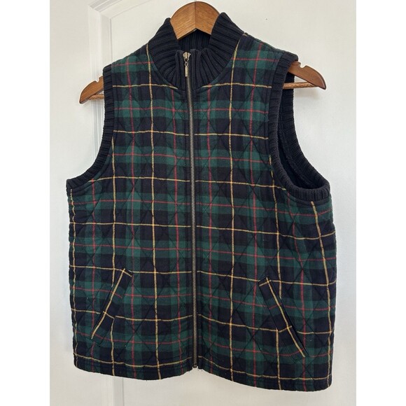Chaus Jackets & Blazers - Chaus Sport Womens Vest Large Zip Tartan Plaid Quilted Academia Preppy Vintage